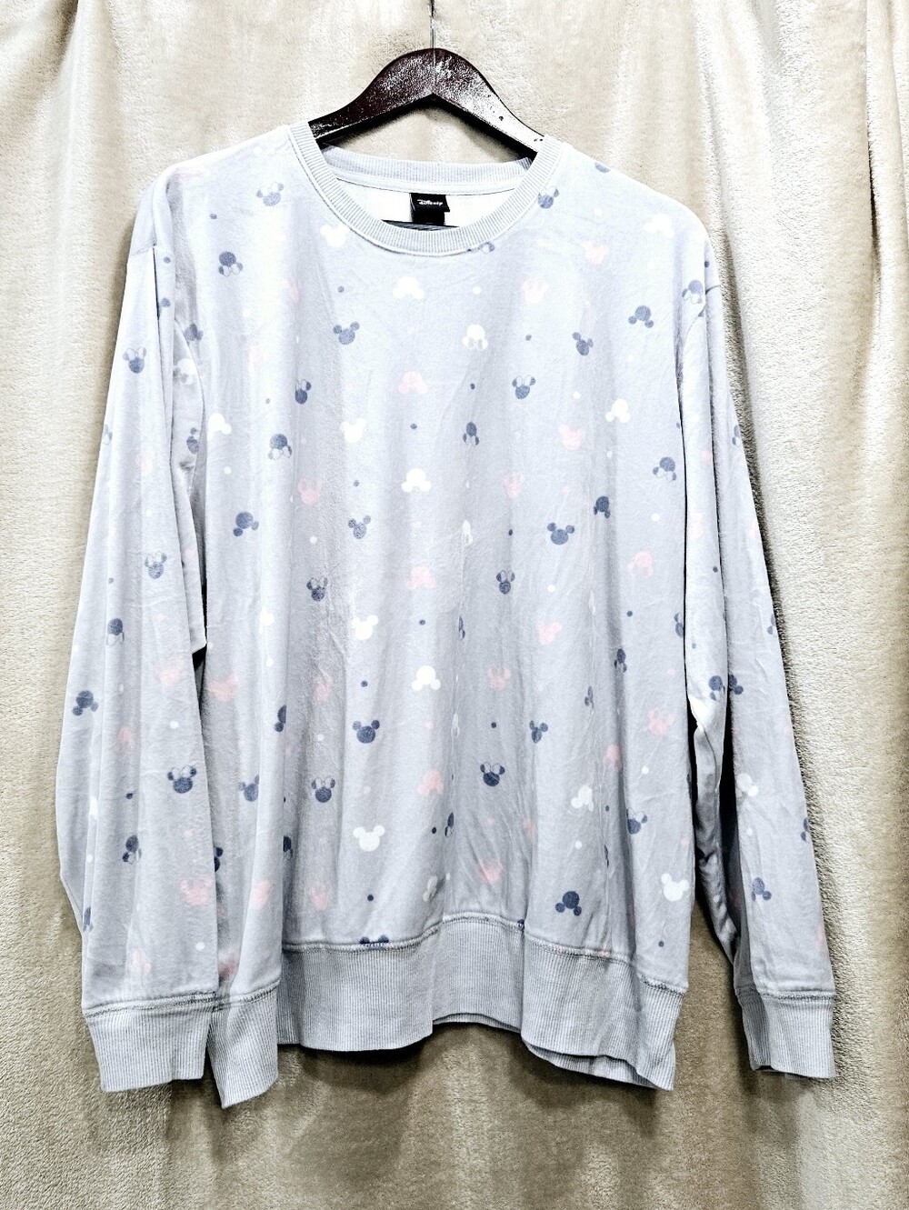 Disney Silky Stretch Velour Icon Mouse Head Sweatshirt Pullover Double XXLarge